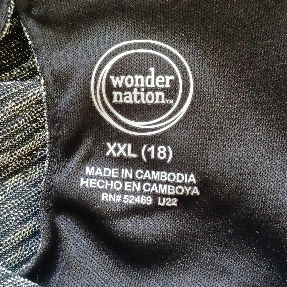 Wonder Nation Dress Girls XXL 18 Metallic Black Silver Puff Sleeve Party Glam‎